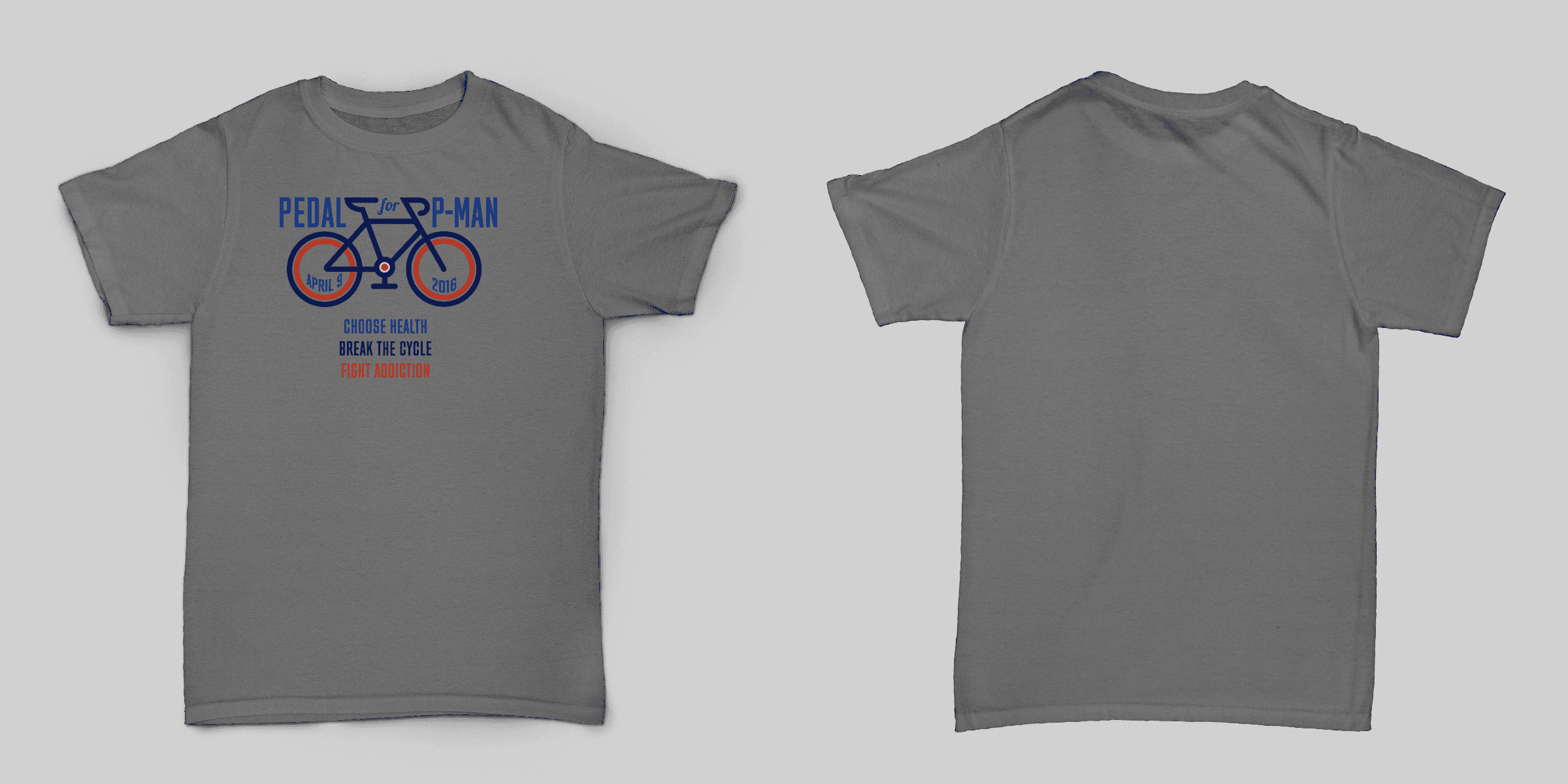 2016 Pedal for P-Man shirt, front and back
