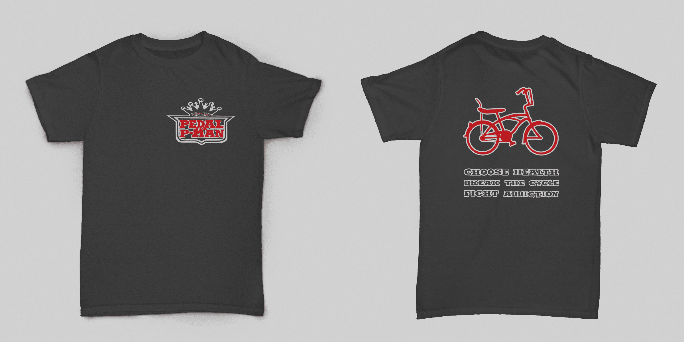 2017 Pedal for P-Man shirt, front and back