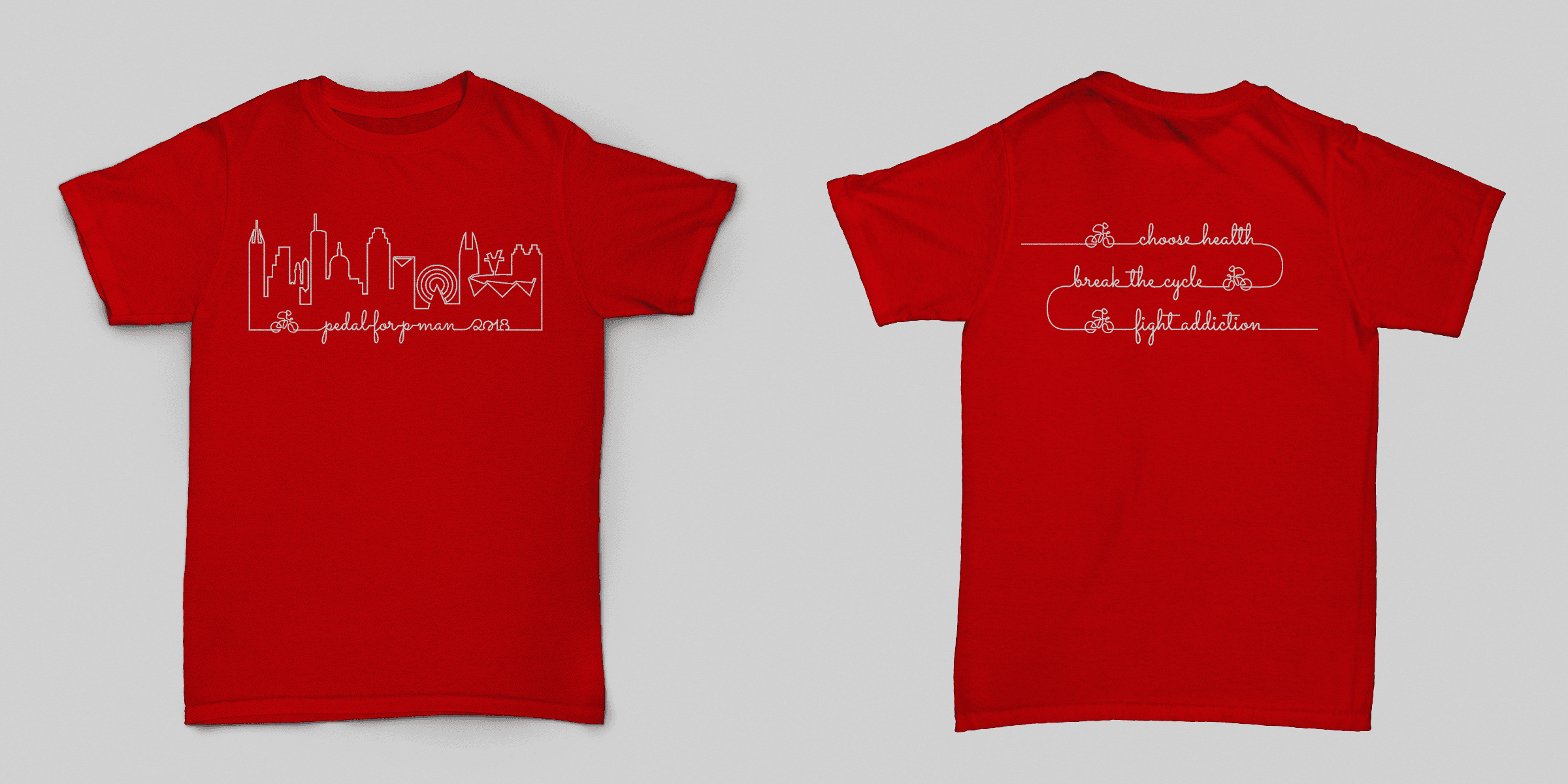 2018 Pedal for P-Man shirt, front and back