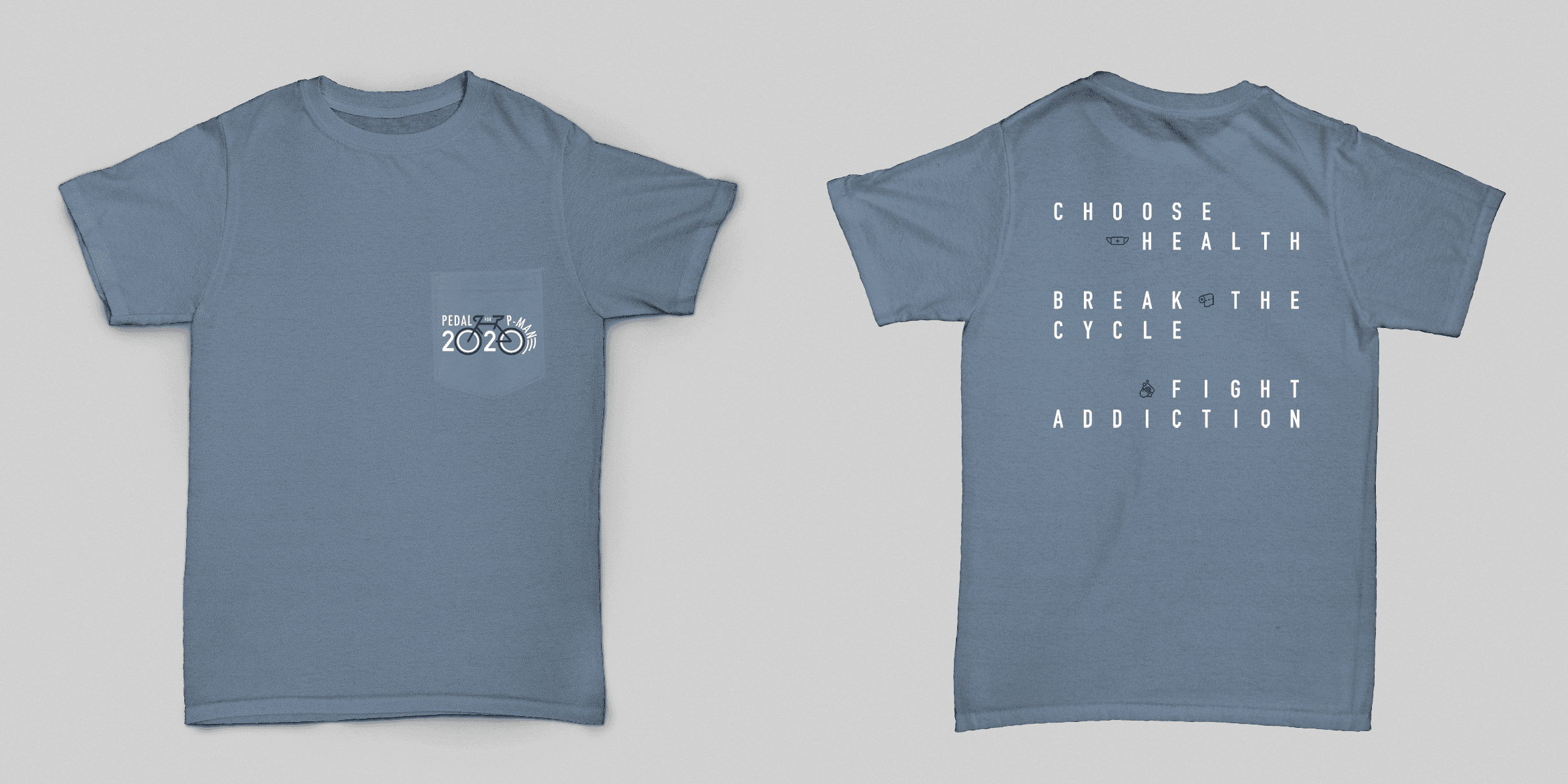 2020 Pedal for P-Man shirt, front and back
