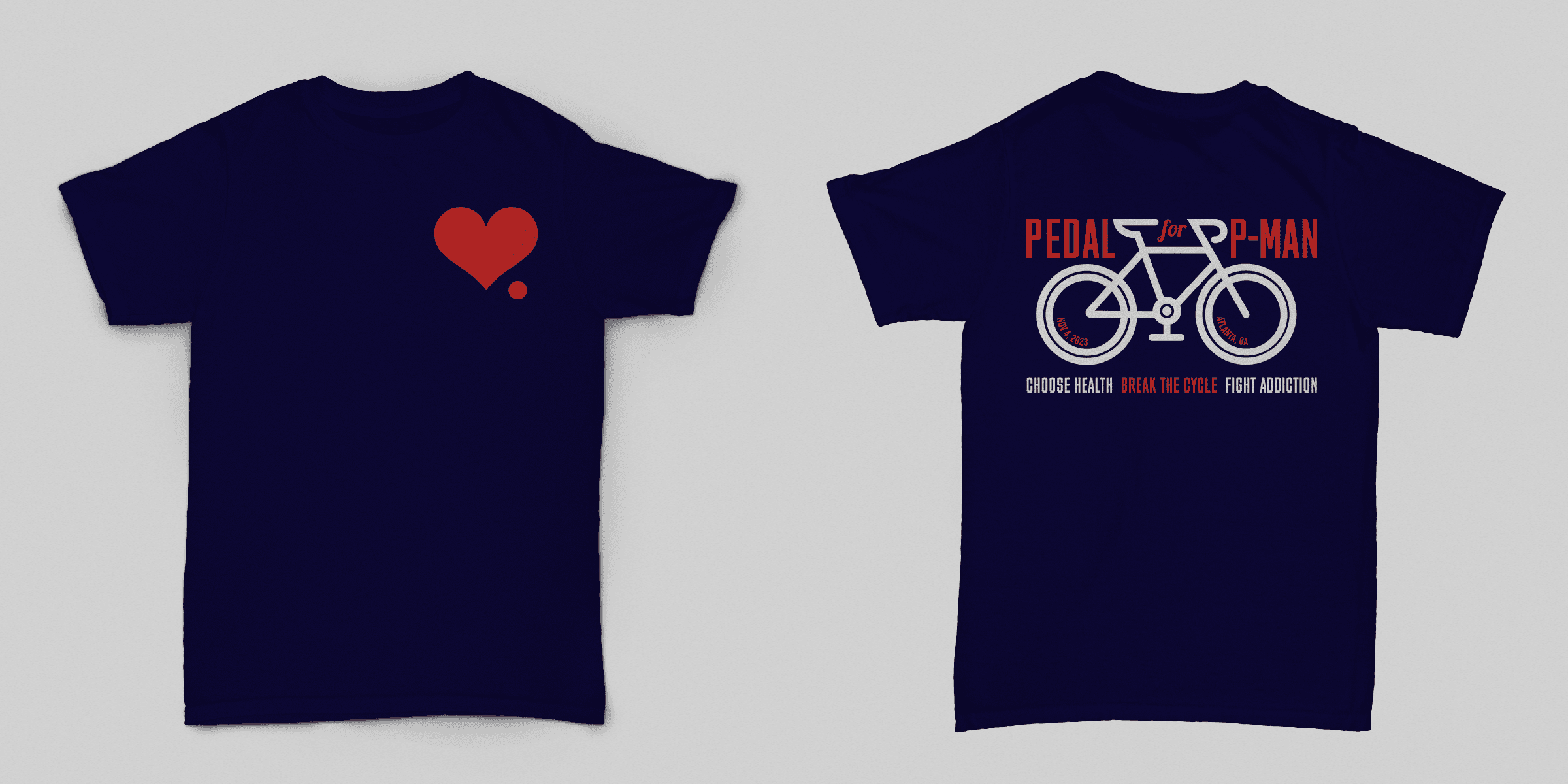 2023 Pedal for P-Man shirt, front and back