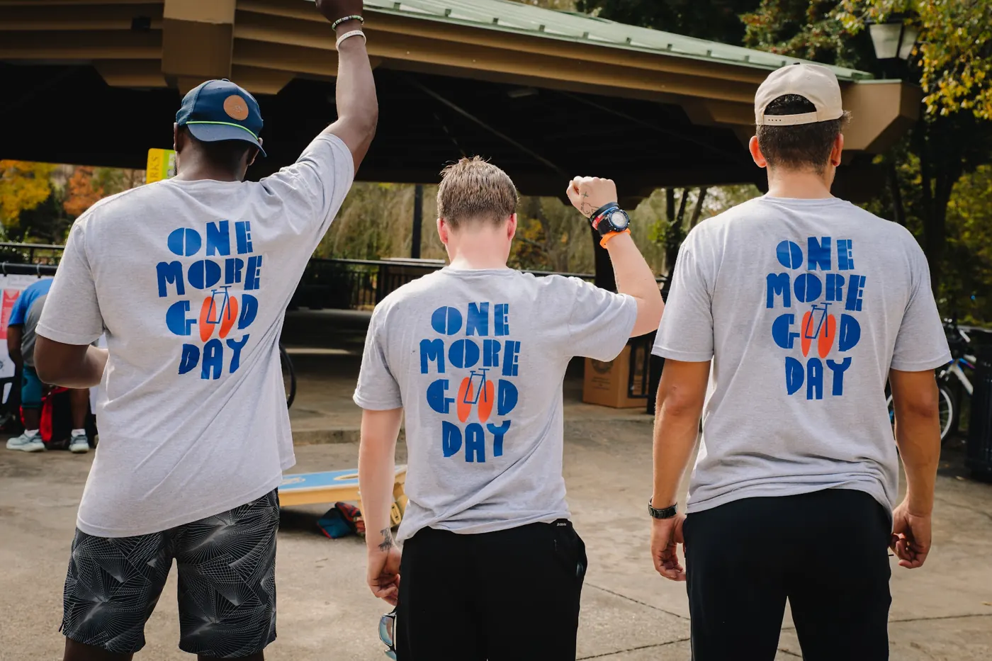 Participants wearing One More Good Day shirts stand together at the 2025 event.
